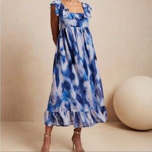 Banana Republic chiffon dress, ruffle, deep water empire